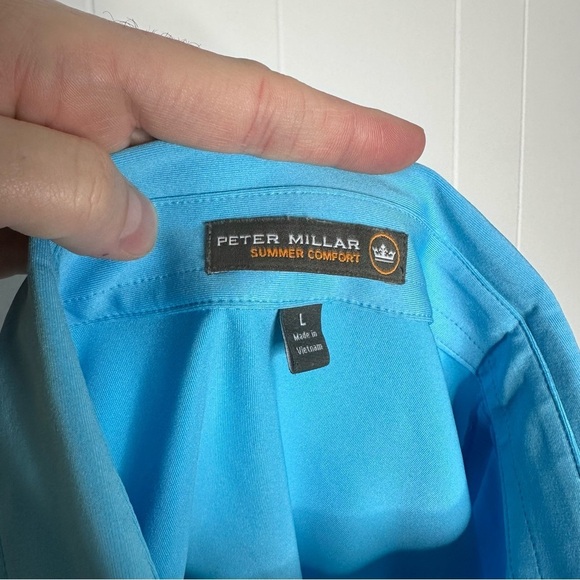 Peter Millar Summer Comfort Blue Polo Shirt - Picture 3 of 9
